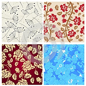 Seamless floral pattern set