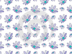 Seamless floral pattern set includes cute flowers and leaves