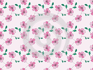 Seamless floral pattern set includes cute flowers and leaves