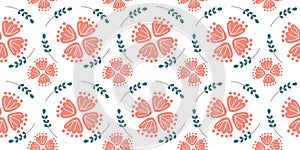 Seamless floral pattern (set) includes cute flowers and leaves