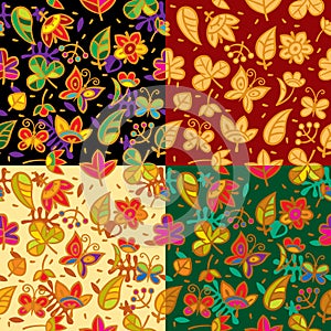 Seamless floral pattern set