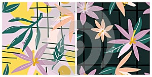 Seamless floral pattern set. Tripical vibe