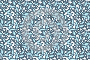 Seamless floral pattern in sky blue, white and navy slate