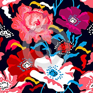 Seamless floral pattern with Spanish motifs.