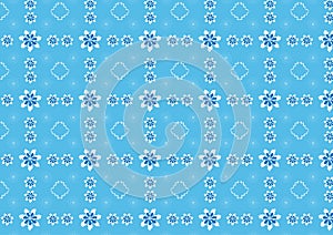 Seamless floral pattern with spirals and ribbons. White and blue