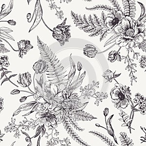 Seamless floral pattern with spring flowers.