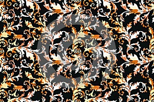 Seamless floral pattern swirls and flourishes