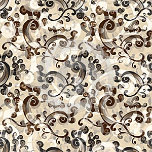 Seamless floral pattern swirls and flourishes