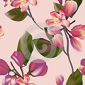 Seamless Floral Pattern in vector, colorful interior wallpaper design, violet flora spring bloom