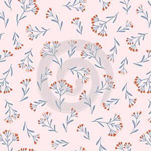 Seamless Floral Pattern in Vector hand drawn style. Ditsy repeated background.