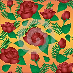 Seamless floral pattern with of vinous roses