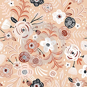 Seamless floral pattern in vintage colors. Creative floral texture. Great for fabric, textile Vector Illustration