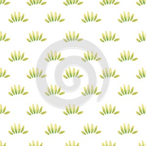 Seamless floral pattern. Watercolor abstract background with green leaves and grass for textile, wallpapers, wrapping paper
