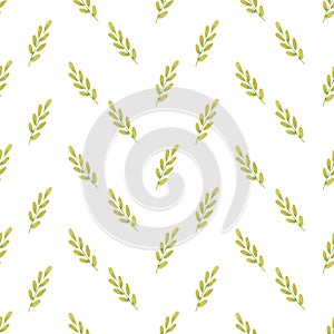 Seamless floral pattern. Watercolor background with green leaves and branches for textile, wallpapers, wrapping paper