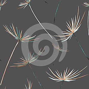 Seamless floral pattern with the watercolor dandelion fuzzies