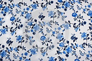 Seamless Floral Pattern in White Background on Cloth