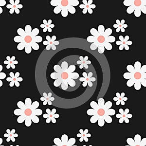 Bezešvý vzor. bílý květiny na černý 