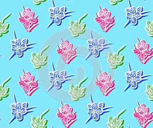 Seamless floral pattern with wild spring flower ornamental decorative background. Vector pattern. Print for textile, cloth, wallpa