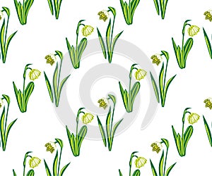 Seamless floral pattern with wild spring flower ornamental decorative background. Vector pattern. Print for textile, cloth, wallpa