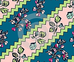 Seamless floral pattern with wild spring flower ornamental decorative background. Vector pattern. Print for textile, cloth, wallpa