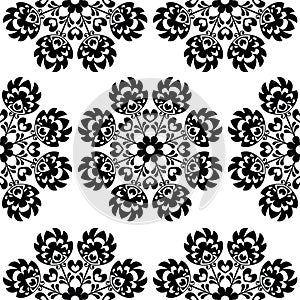 Seamless floral Polish folk art pattern - wzory lowickie, wycinanki