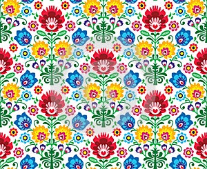 Seamless floral polish pattern - ethnic background