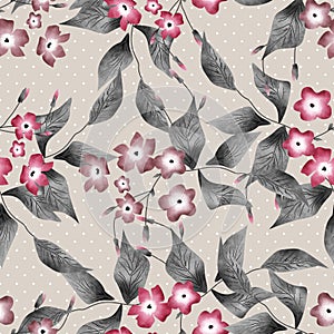 Seamless floral retro pattern background flowers ornament textile Illustration