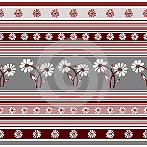 Seamless floral striped pattern
