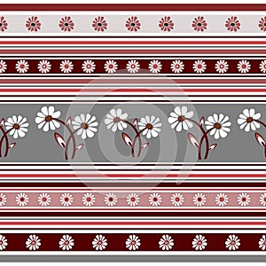 Seamless floral striped pattern