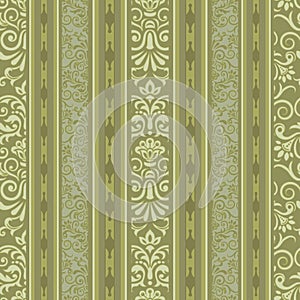 Seamless floral striped pattern