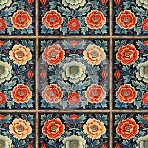 Seamless floral tapestry pattern in the style of Chinese