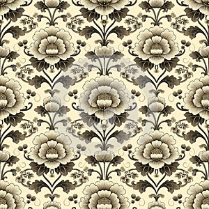 Seamless floral tapestry pattern in the style of Chinese