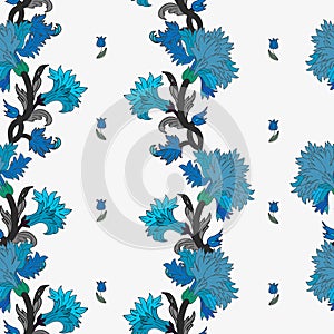 Seamless Floral Vector Pattern with Blue flowers. great for fabric, textile, curtains, pillows, blankets, wall paper