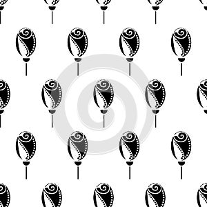 Seamless floral vector pattern. Symmetrcial black and white ornamental background with roses.