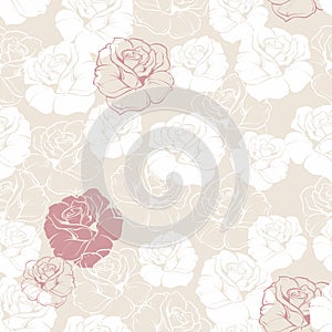 Seamless floral vector pattern white and red roses