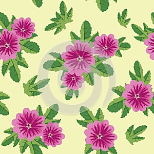 Seamless floral vector texture with malva flowers photo