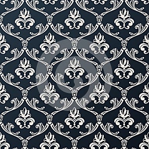 Seamless floral vintage wallpaper background vector black design