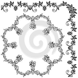 Seamless flower frame pattern background, for design beautiful card. Vector