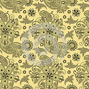 Seamless flower paisley design background