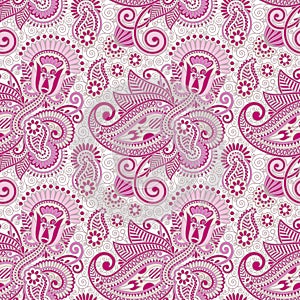 Seamless flower paisley design background