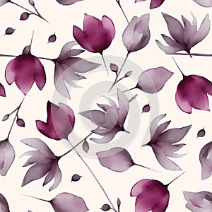 Seamless flower pattern with abstract floral background with watercolor print