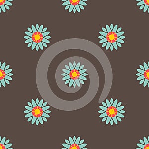 SEAMLESS FLOWER PATTERN ON BROWN BACKGROUND