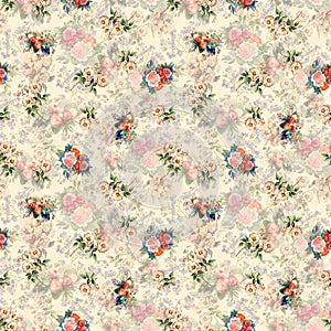 Seamless flower pattern design for digital print fabric