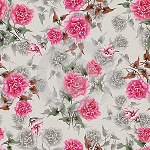 Seamless flower pattern floral allover design with background