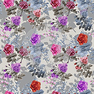 Seamless flower pattern floral allover design with background