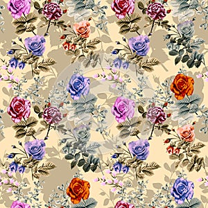 Seamless flower pattern floral allover design with background