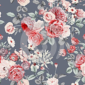 Seamless flower pattern floral allover design with background