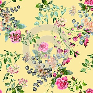 Seamless flower pattern floral allover design with background