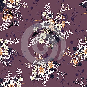 Seamless flower pattern floral allover design with background