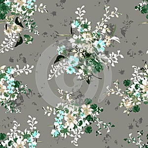 Seamless flower pattern floral allover design with background